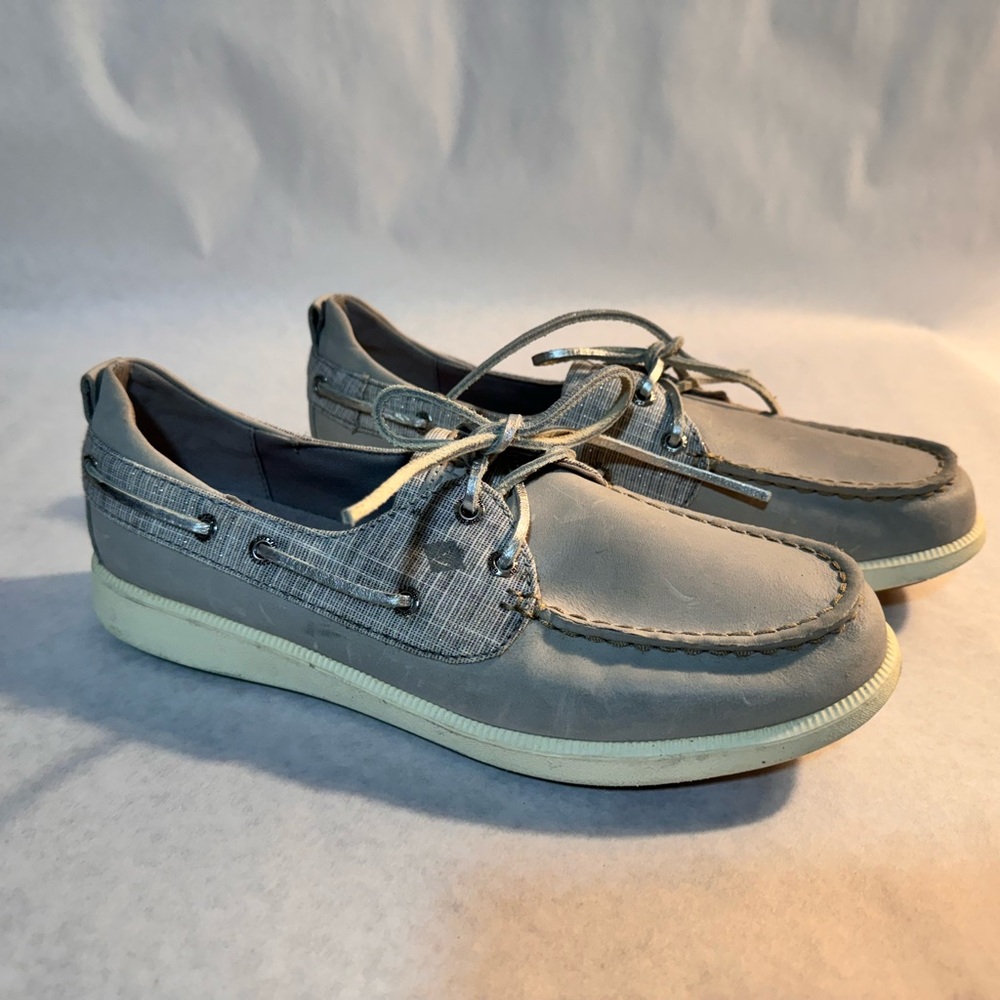 Sperry Women's Oasis Dock Metallic Grey Boat Shoes NIB STS82672 Size 7.5
